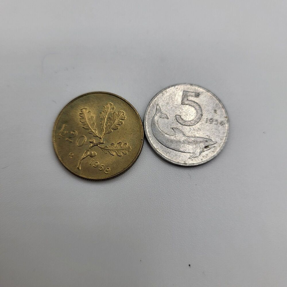 Lot Of 2 Italian Coins 1954 1958